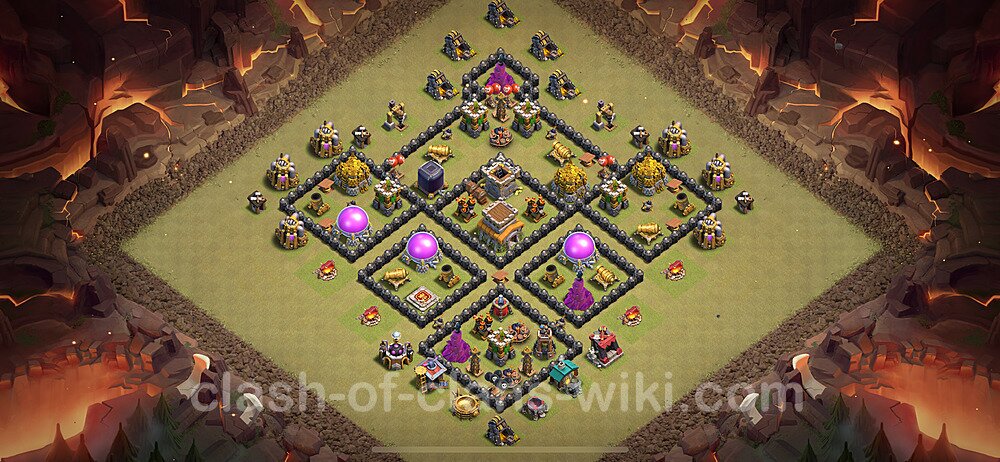 TH8 Anti 2 Stars War Base Plan with Link, Anti Everything, Copy Town Hall 8 CWL Design 2024, #1879