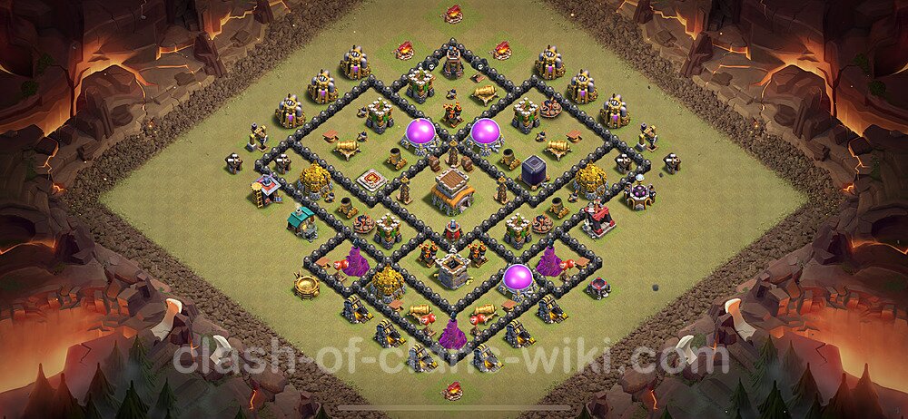 TH8 Anti 2 Stars War Base Plan with Link, Anti Air / Dragon, Copy Town Hall 8 CWL Design 2024, #1880