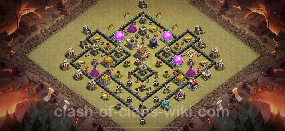 Die Clan War Base RH8 + Link, Anti Air / Dragon, Hybrid 2024 - COC Rathaus Level 8 Kriegsbase (CK / CW), #1881