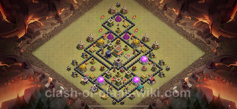 TH8 Anti 2 Stars War Base Plan with Link, Hybrid, Copy Town Hall 8 CWL Design 2024, #1882