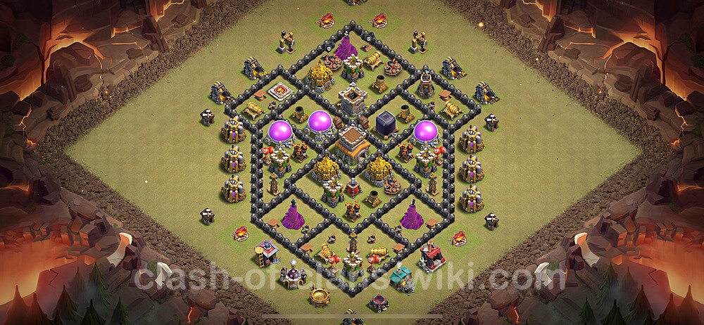 TH8 Anti 3 Stars War Base Plan with Link, Hybrid, Copy Town Hall 8 CWL Design 2024, #1896