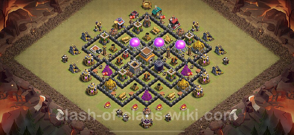 Die Anti 3 Sterne Clan War Base RH8 + Link, Hybrid 2024 - COC Rathaus Level 8 Kriegsbase (CK / CW), #1912