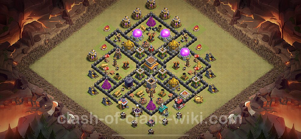 TH8 Anti 2 Stars War Base Plan with Link, Anti Everything, Copy Town Hall 8 CWL Design 2024, #1918