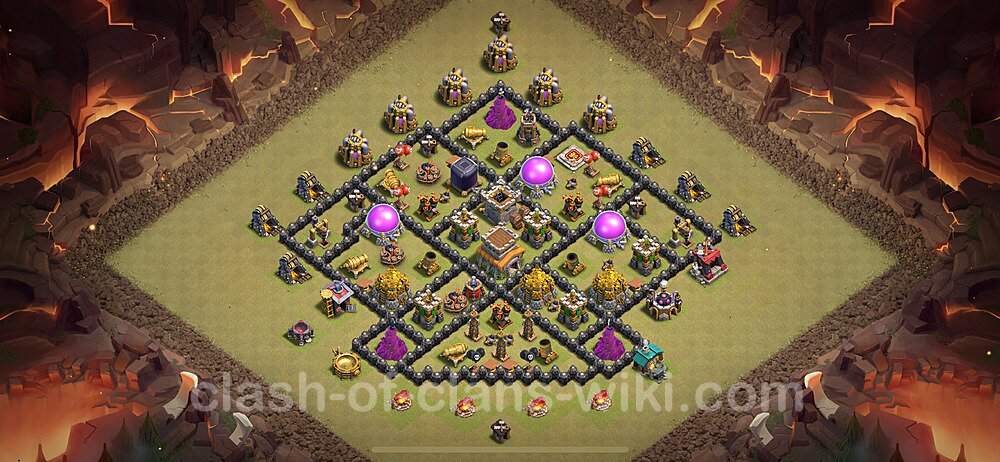 Die Anti 2 Sterne Clan War Base RH8 + Link, Hybrid 2024 - COC Rathaus Level 8 Kriegsbase (CK / CW), #1919