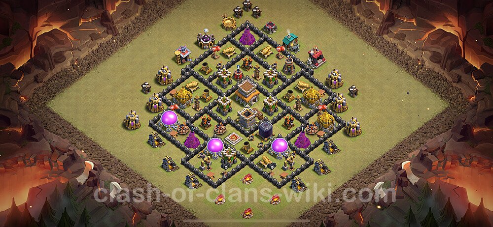 Die Clan War Base RH8 + Link, Anti Air / Dragon, Hybrid 2024 - COC Rathaus Level 8 Kriegsbase (CK / CW), #1920