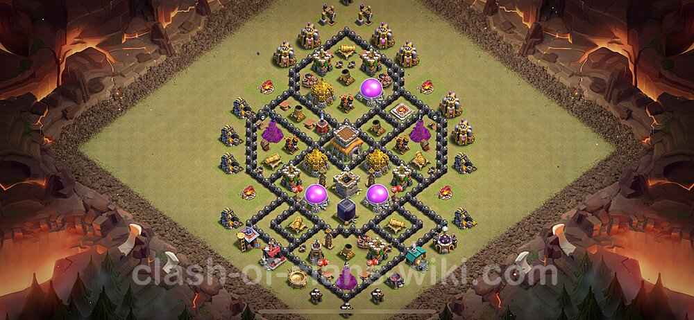 Die Anti 2 Sterne Clan War Base RH8 + Link, Hybrid 2024 - COC Rathaus Level 8 Kriegsbase (CK / CW), #1932