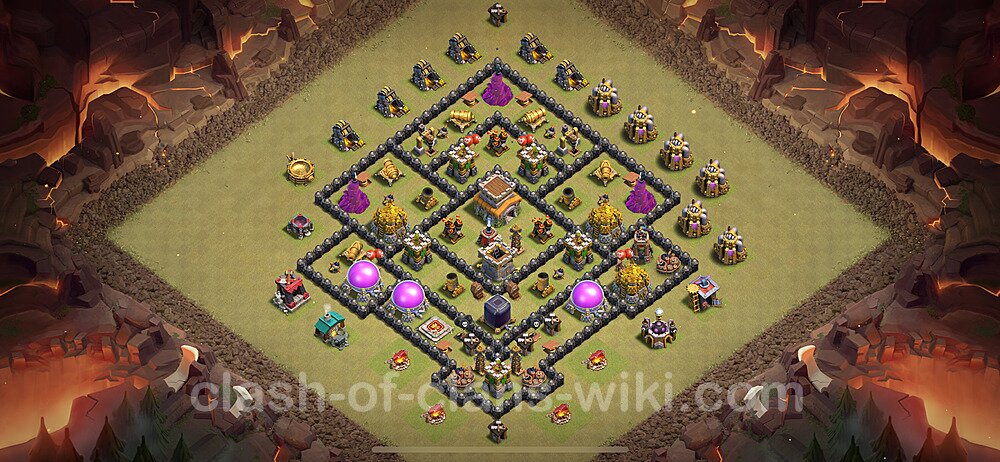 TH8 Anti 2 Stars War Base Plan with Link, Anti Everything, Copy Town Hall 8 CWL Design 2024, #1944