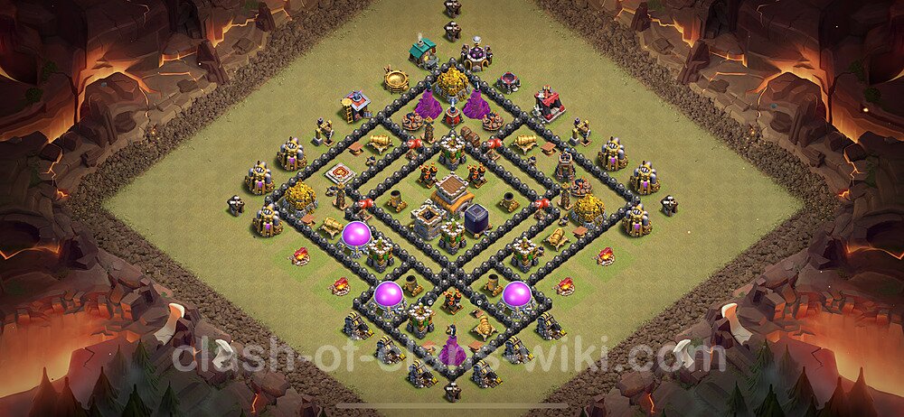 Die Anti 2 Sterne Clan War Base RH8 + Link, Hybrid 2024 - COC Rathaus Level 8 Kriegsbase (CK / CW), #1945