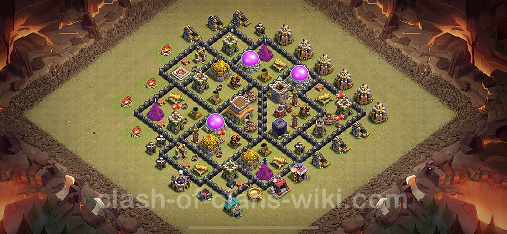 TH8 Anti 2 Stars War Base Plan with Link, Hybrid, Copy Town Hall 8 CWL Design 2024, #1968