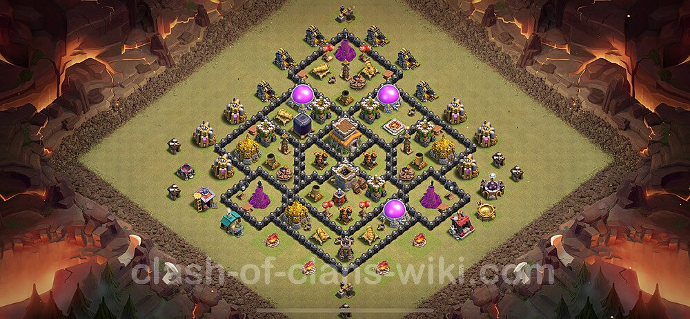 TH8 Anti 2 Stars War Base Plan with Link, Anti Air / Dragon, Copy Town Hall 8 CWL Design 2024, #1980