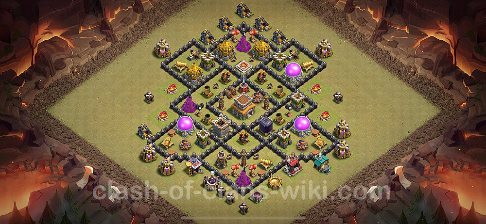 TH8 Anti 3 Stars War Base Plan with Link, Anti Everything, Copy Town Hall 8 CWL Design 2024, #1986