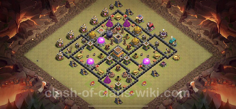 TH8 Anti 2 Stars War Base Plan with Link, Anti Air / Dragon, Copy Town Hall 8 CWL Design 2024, #2014