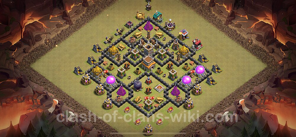 TH8 Anti 2 Stars War Base Plan with Link, Hybrid, Copy Town Hall 8 CWL Design 2024, #2063