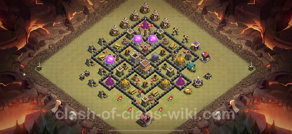 TH8 Anti 2 Stars War Base Plan with Link, Anti Everything, Copy Town Hall 8 CWL Design 2025, #2067