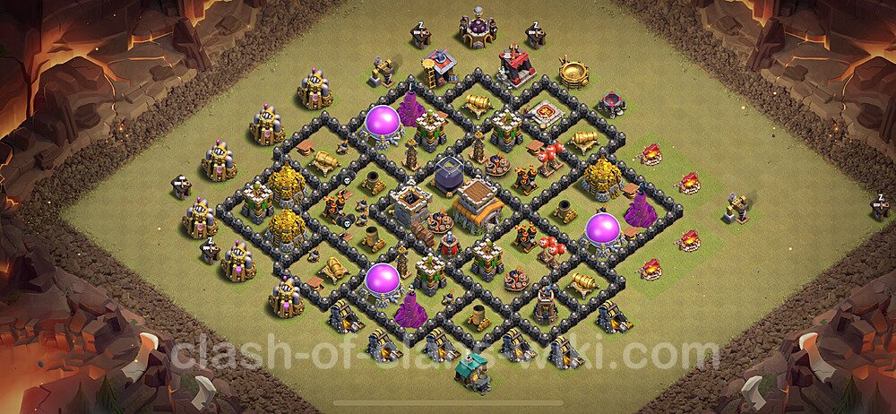 Die Anti 2 Sterne Clan War Base RH8 + Link, Anti Air / Dragon 2024 - COC Rathaus Level 8 Kriegsbase (CK / CW), #2075