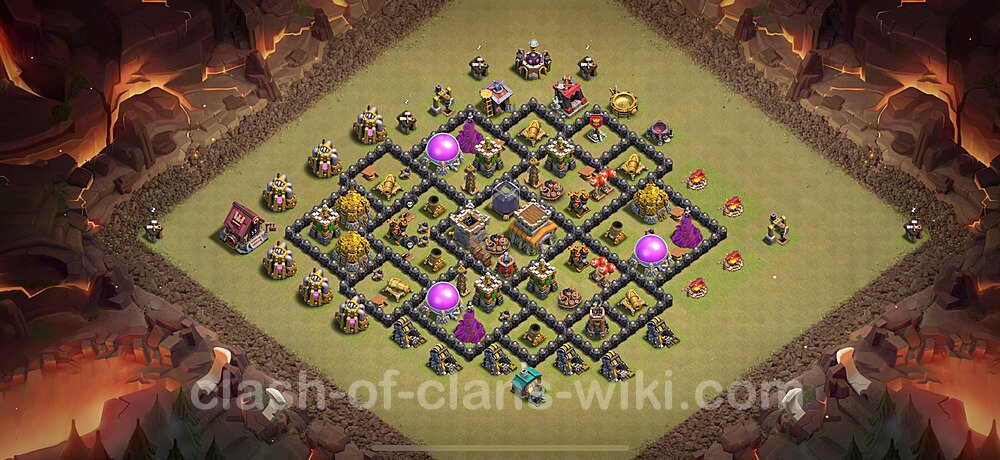 TH8 Anti 2 Stars War Base Plan with Link, Anti Air / Dragon, Copy Town Hall 8 CWL Design 2025, #2075