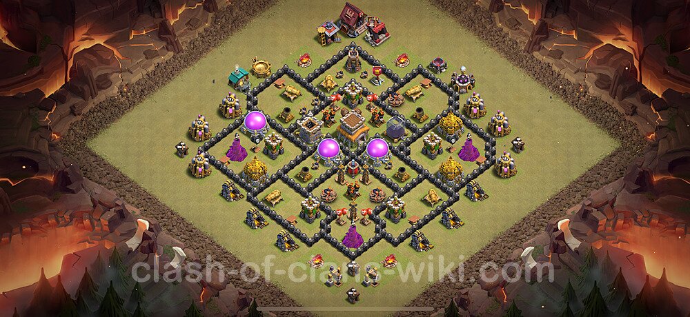 TH8 Anti 3 Stars War Base Plan with Link, Anti Everything, Copy Town Hall 8 CWL Design 2025, #2076