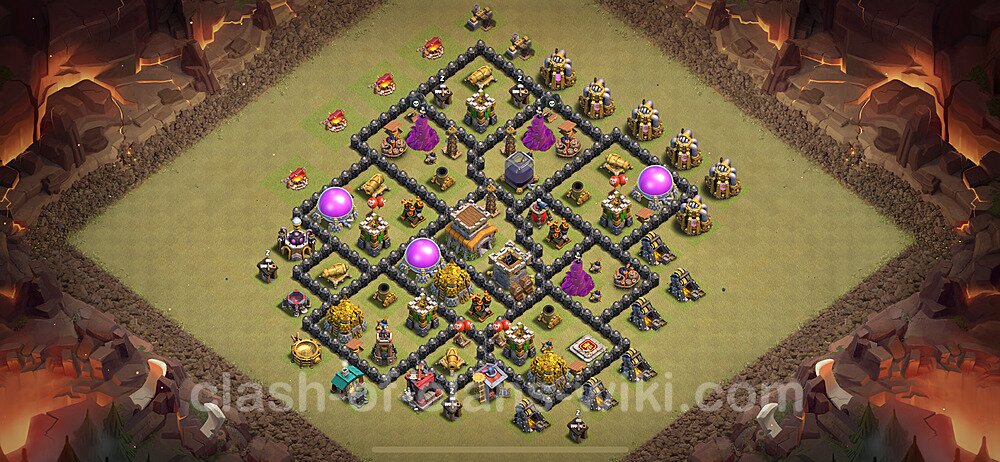 Die Maximal Clan War Base RH8 + Link, Hybrid 2024 - COC Rathaus Level 8 Kriegsbase (CK / CW), #2089