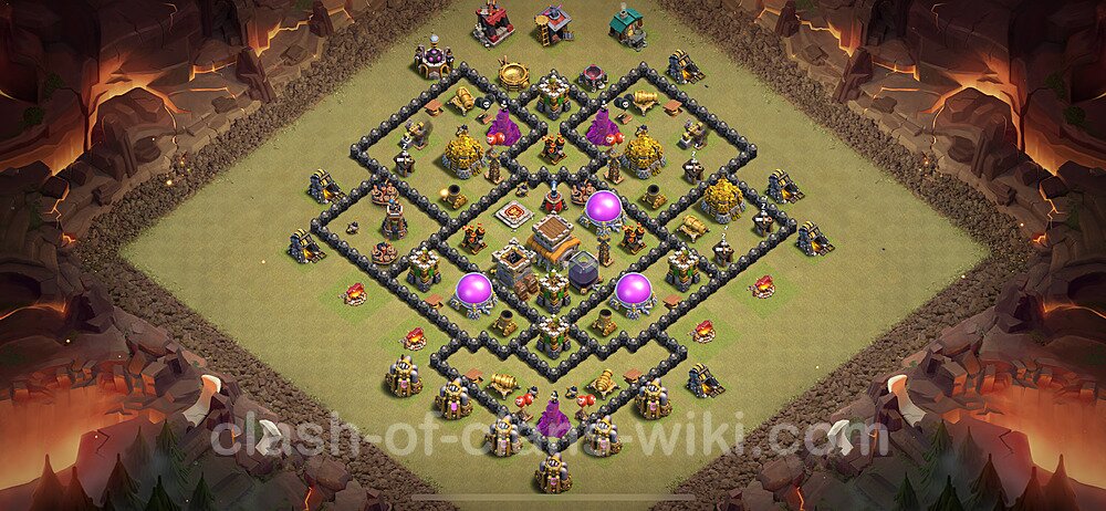 Die Clan War Base RH8 + Link, Anti Air / Dragon, Hybrid 2024 - COC Rathaus Level 8 Kriegsbase (CK / CW), #2091