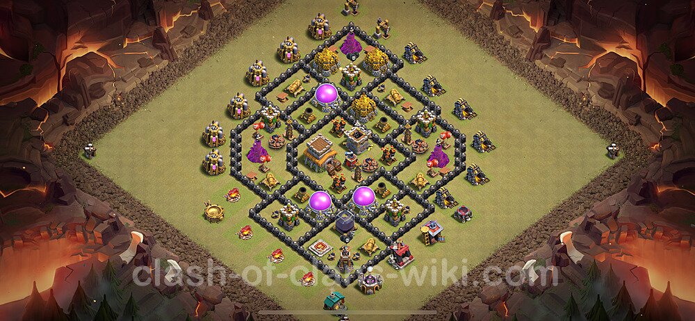 Die Maximal Clan War Base RH8 + Link, Hybrid 2024 - COC Rathaus Level 8 Kriegsbase (CK / CW), #2112