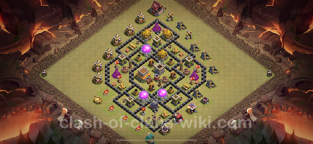 Die Maximal Clan War Base RH8 + Link, Hybrid - COC Rathaus Level 8 Kriegsbase (CK / CW), #2112