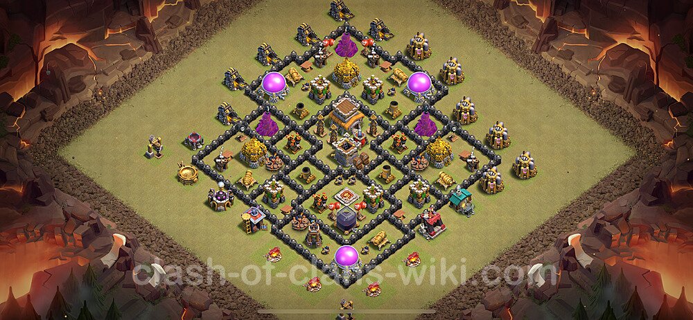 TH8 Anti 2 Stars War Base Plan with Link, Hybrid, Copy Town Hall 8 CWL Design 2024, #2156