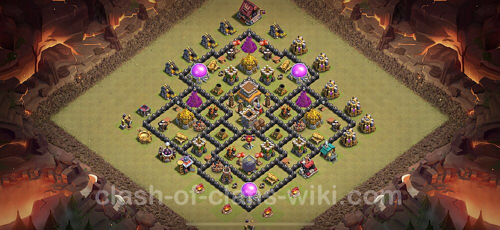 TH8 Anti 2 Stars War Base Plan with Link, Hybrid, Copy Town Hall 8 CWL Design 2025, #2156