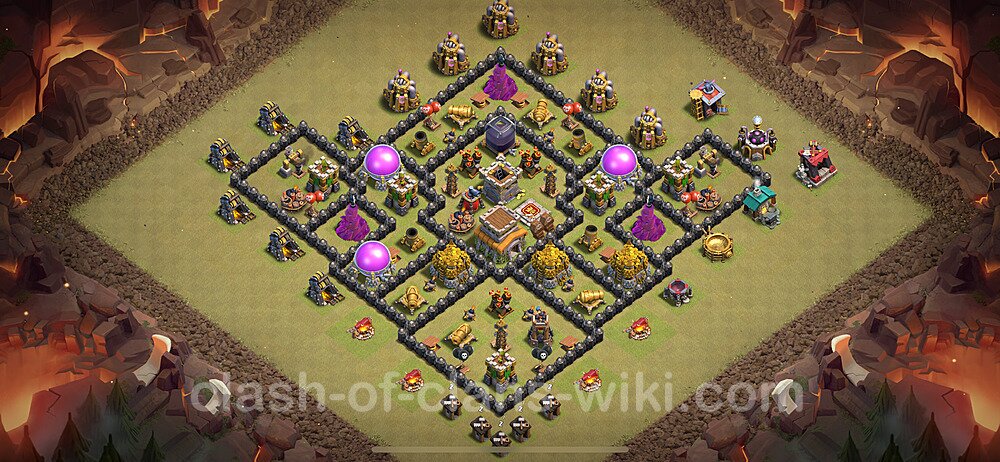 TH8 War Base Plan with Link, Anti Air / Dragon, Hybrid, Copy Town Hall 8 CWL Design 2024, #2157