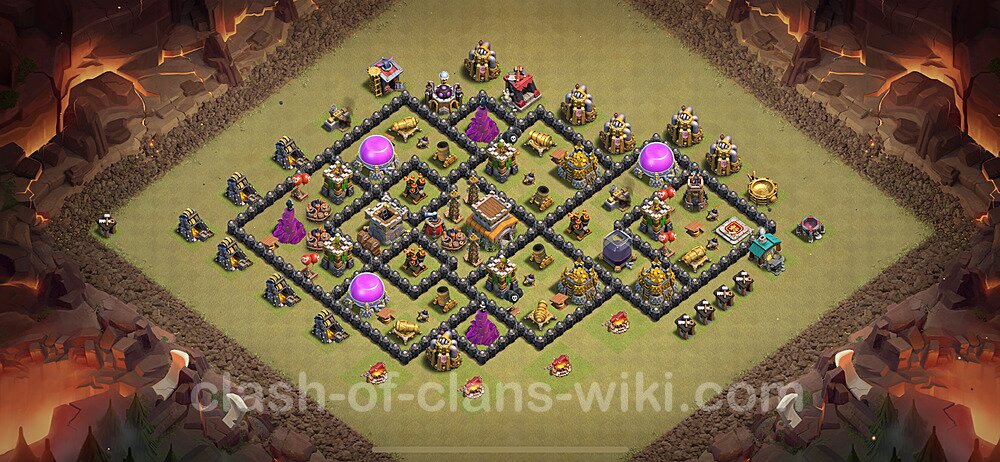 TH8 War Base Plan with Link, Anti Air / Dragon, Hybrid, Copy Town Hall 8 CWL Design 2024, #2161