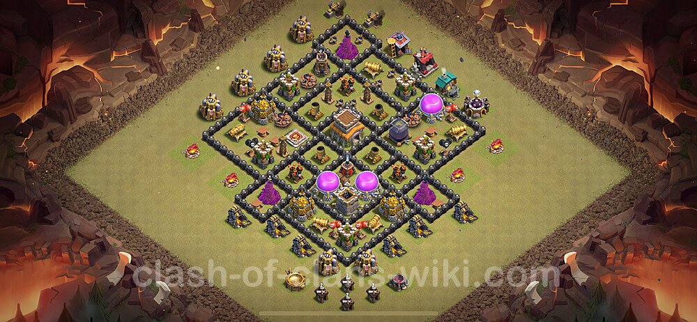 TH8 Anti 2 Stars War Base Plan with Link, Anti Everything, Copy Town Hall 8 CWL Design 2024, #2162