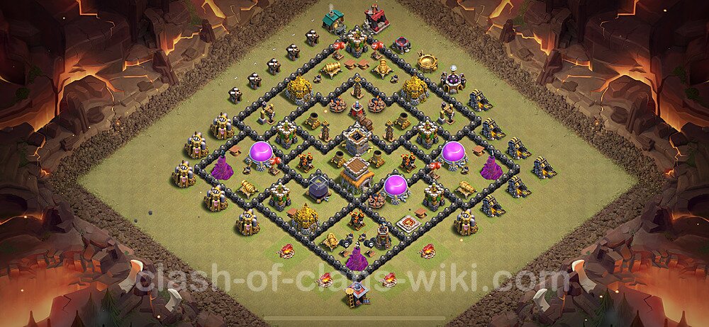 TH8 Anti 3 Stars War Base Plan with Link, Anti Everything, Copy Town Hall 8 CWL Design 2024, #2164