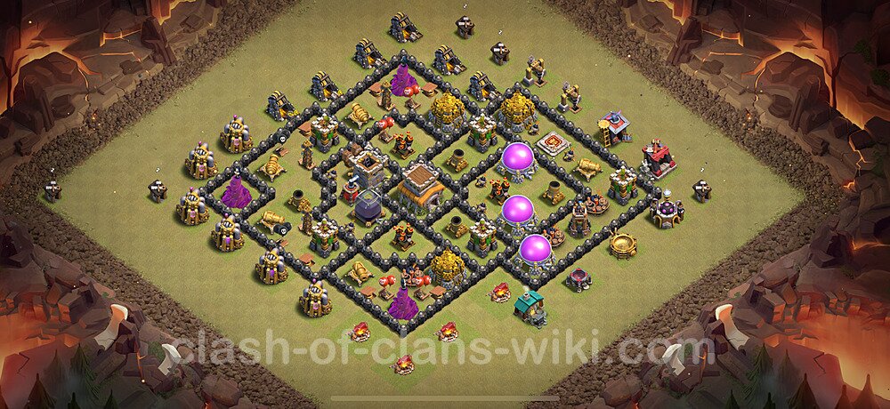 TH8 War Base Plan with Link, Anti Air / Dragon, Hybrid, Copy Town Hall 8 CWL Design 2024, #2177