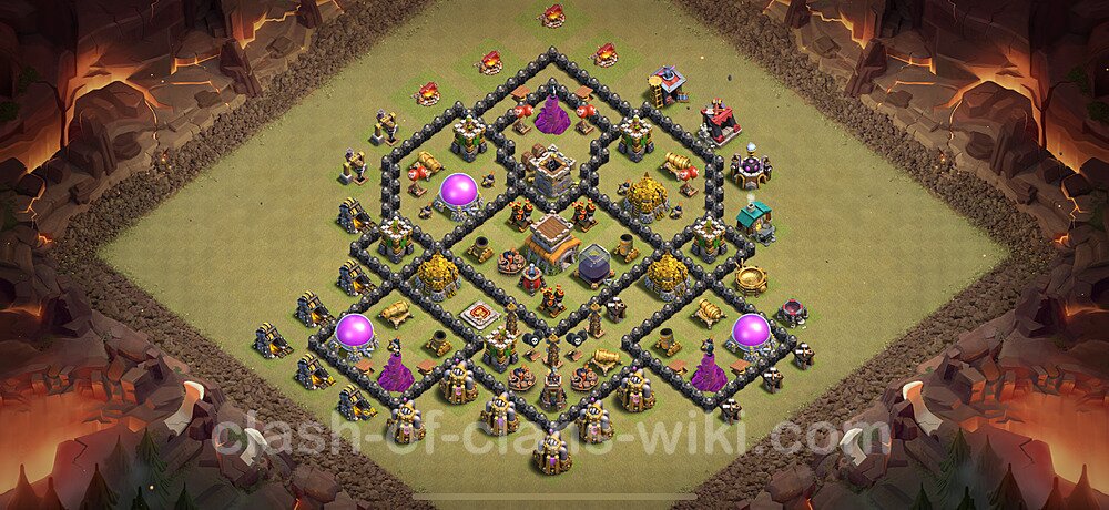 TH8 Anti 3 Stars War Base Plan with Link, Hybrid, Copy Town Hall 8 CWL Design 2024, #2178