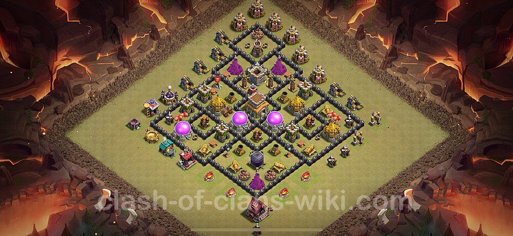 TH8 War Base Plan with Link, Anti Air / Dragon, Hybrid, Copy Town Hall 8 CWL Design 2025, #2422