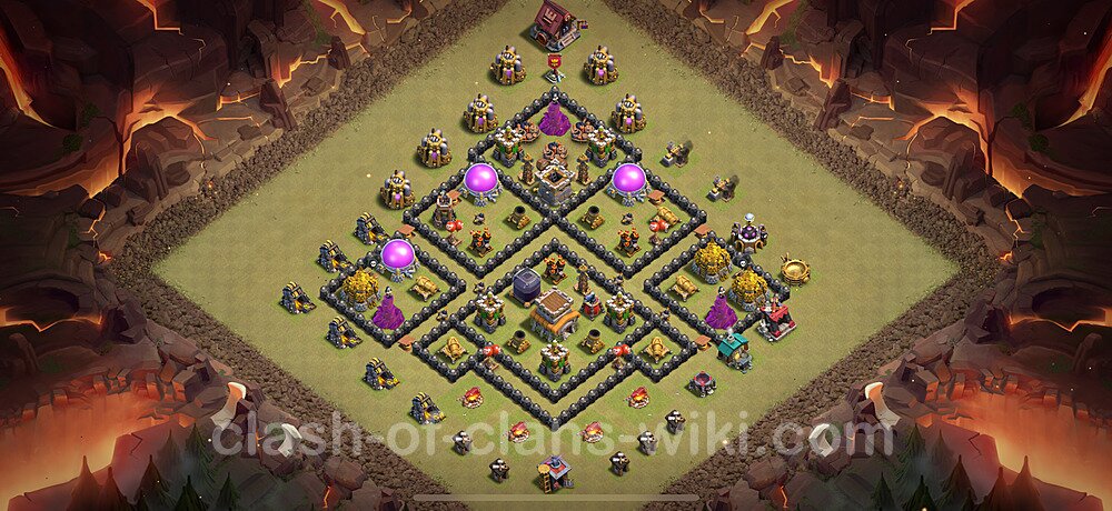 Die Maximal Clan War Base RH8 + Link 2025 - COC Rathaus Level 8 Kriegsbase (CK / CW), #2424