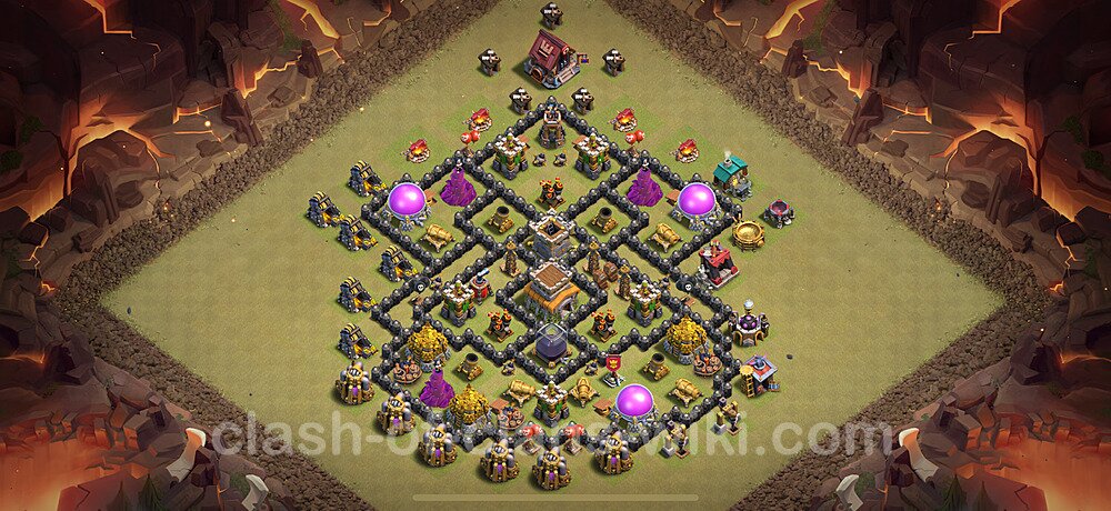 Die Anti 2 Sterne Clan War Base RH8 + Link, Hybrid 2025 - COC Rathaus Level 8 Kriegsbase (CK / CW), #2451