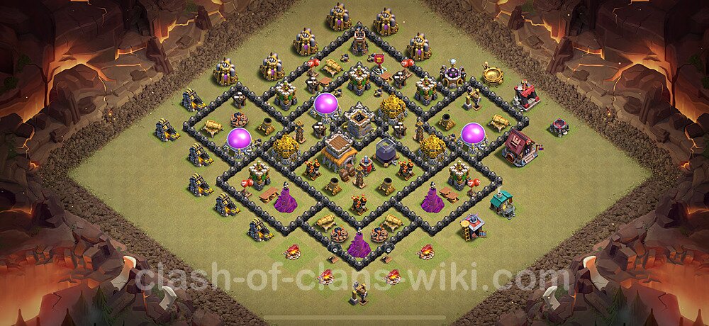 Die Clan War Base RH8 + Link, Anti Air / Dragon, Hybrid 2025 - COC Rathaus Level 8 Kriegsbase (CK / CW), #2452