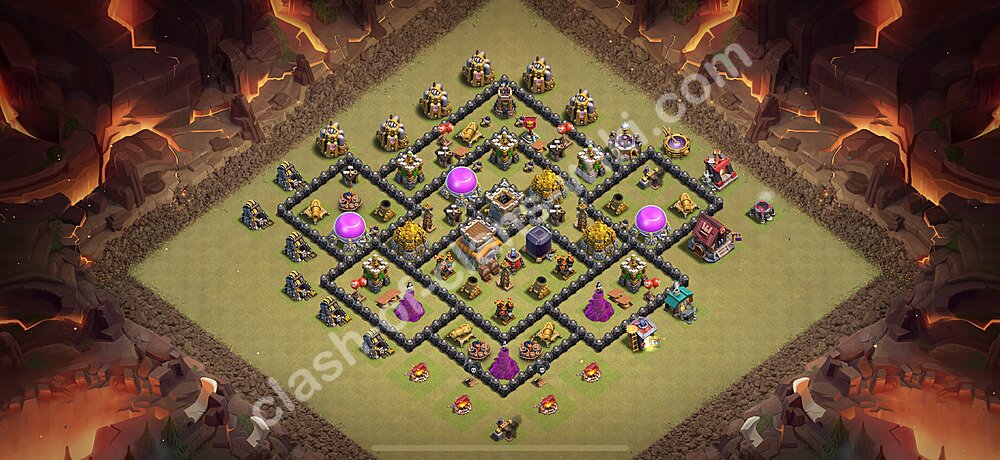TH8 War Base Plan with Link, Anti Air / Dragon, Hybrid, Copy Town Hall 8 CWL Design 2026, #2452
