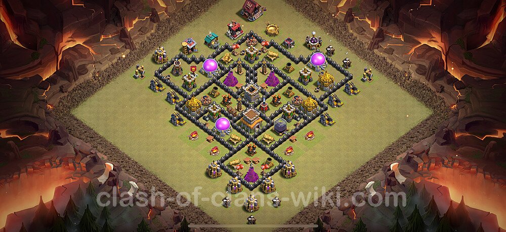 Die Maximal Clan War Base RH8 + Link, Hybrid 2025 - COC Rathaus Level 8 Kriegsbase (CK / CW), #2453