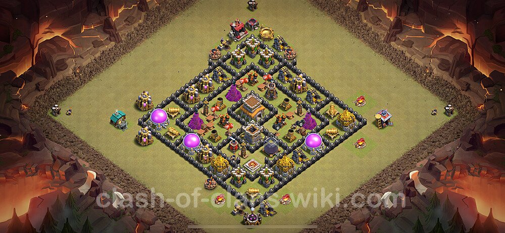 Die Anti 2 Sterne Clan War Base RH8 + Link, Hybrid 2024 - COC Rathaus Level 8 Kriegsbase (CK / CW), #816