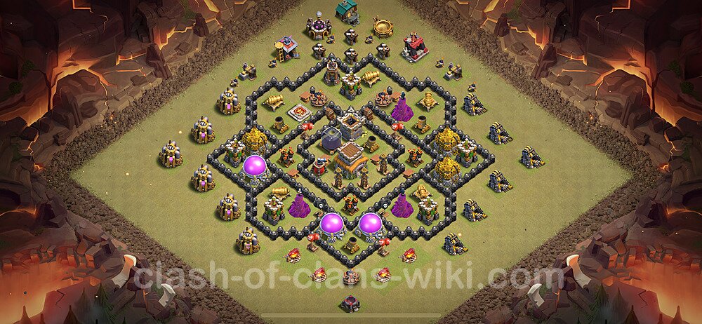 Die Anti 2 Sterne Clan War Base RH8 + Link, Hybrid 2024 - COC Rathaus Level 8 Kriegsbase (CK / CW), #894