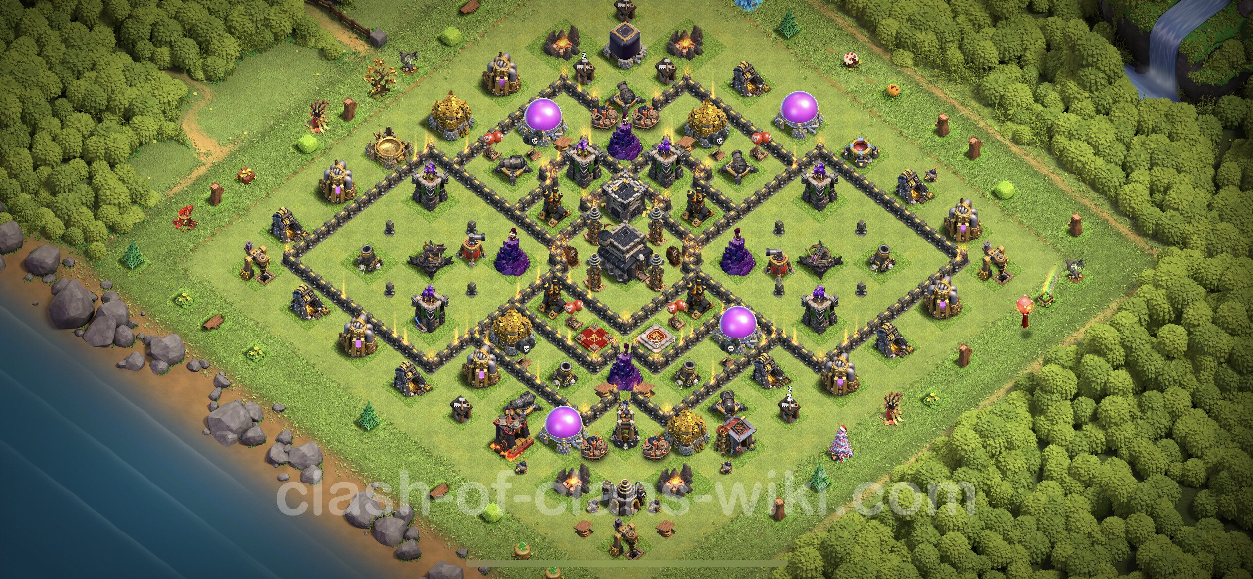 Best Anti 2 Stars Base TH9 with Link, Anti Everything 2023 - Town Hall  Level 9 Base Copy, #379