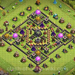 Anti Everything TH9 Base Plan with Link, Hybrid, Copy Town Hall 9 Design, #1009