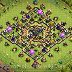 TH9 Anti 2 Stars Base Plan with Link, Hybrid, Copy Town Hall 9 Base Design, #1045