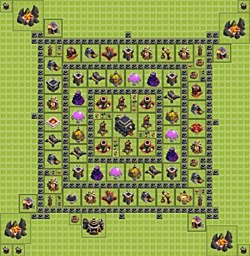 Base plan (layout), Town Hall Level 9 for trophies (defense) (#13)
