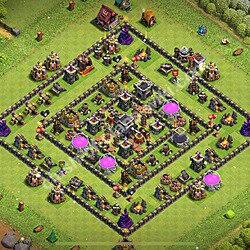 Die Anti 2 Sterne Base RH9 + Link, Anti Air / Dragon 2026 - COC Rathaus 9 Kopieren Base, #1588