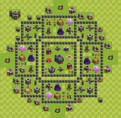 Base plan (layout), Town Hall Level 9 for trophies (defense) (#22)