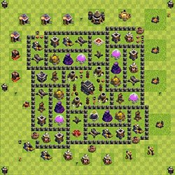 Base plan (layout), Town Hall Level 9 for trophies (defense) (#64)