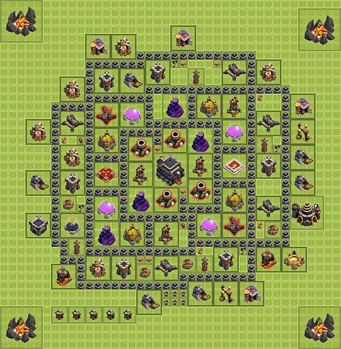 Defense (Trophy) Base TH9 - plan / layout / design - Clash of Clans, ...
