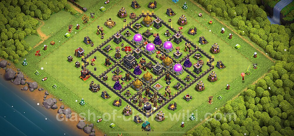 Anti Everything TH9 Base Plan with Link, Hybrid, Copy Town Hall 9 Design 2024, #1218